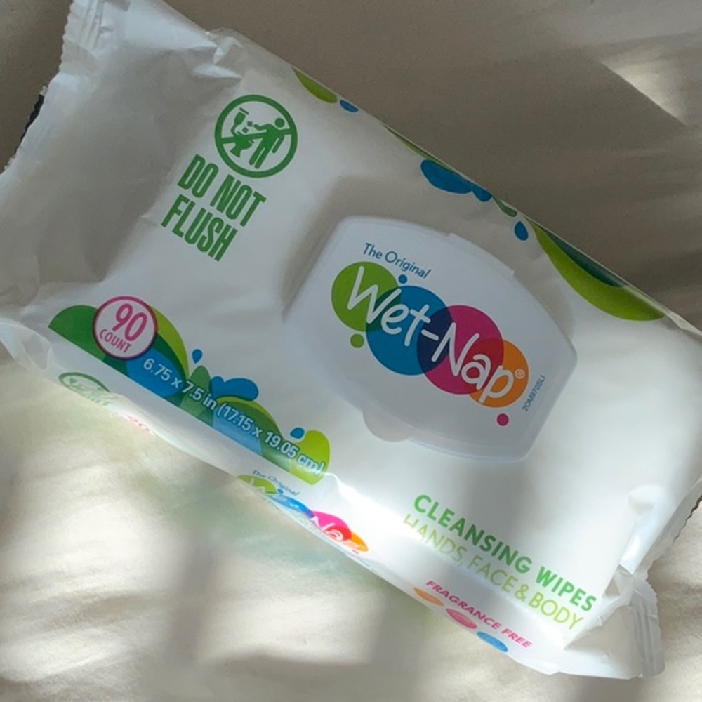 Wet Nap Hand & Face Cleansing Wipes Disposable Plant-Based Wet Wipes 90 count